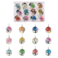 1234pcsbox transparent glass pendants with dried flower inside for diy handmade jewelry making necklace accessories mix color