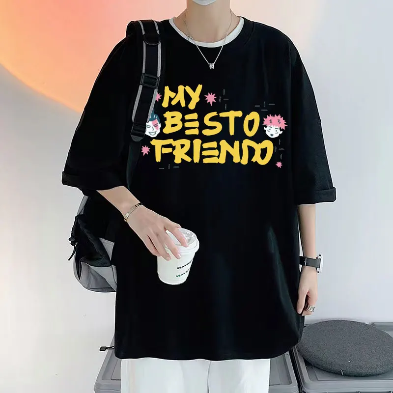 

Забавная футболка My Besto Friendo с аниме ююютсу кайсен, футболка для мужчин, женщин, мужчин, Милая футболка Kawaii Itadori Yuji и Dongtang Aoi, футболка с принтом