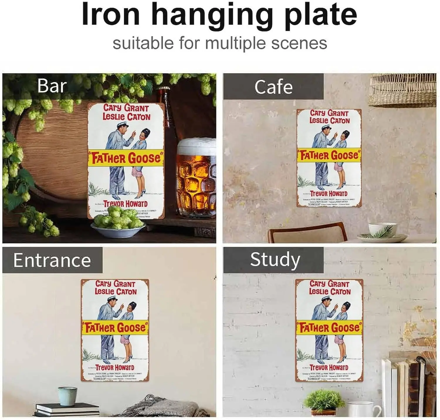 Фитер Гусь ( # 1 из 2) 1964 Vntge Metl Tn Sgn 12 x 8 nches Плакат Move