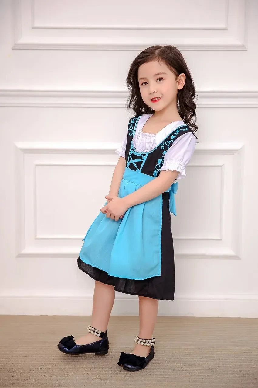 Синяя немецкая пивная горничная карнавальные детские костюмы баварское платье