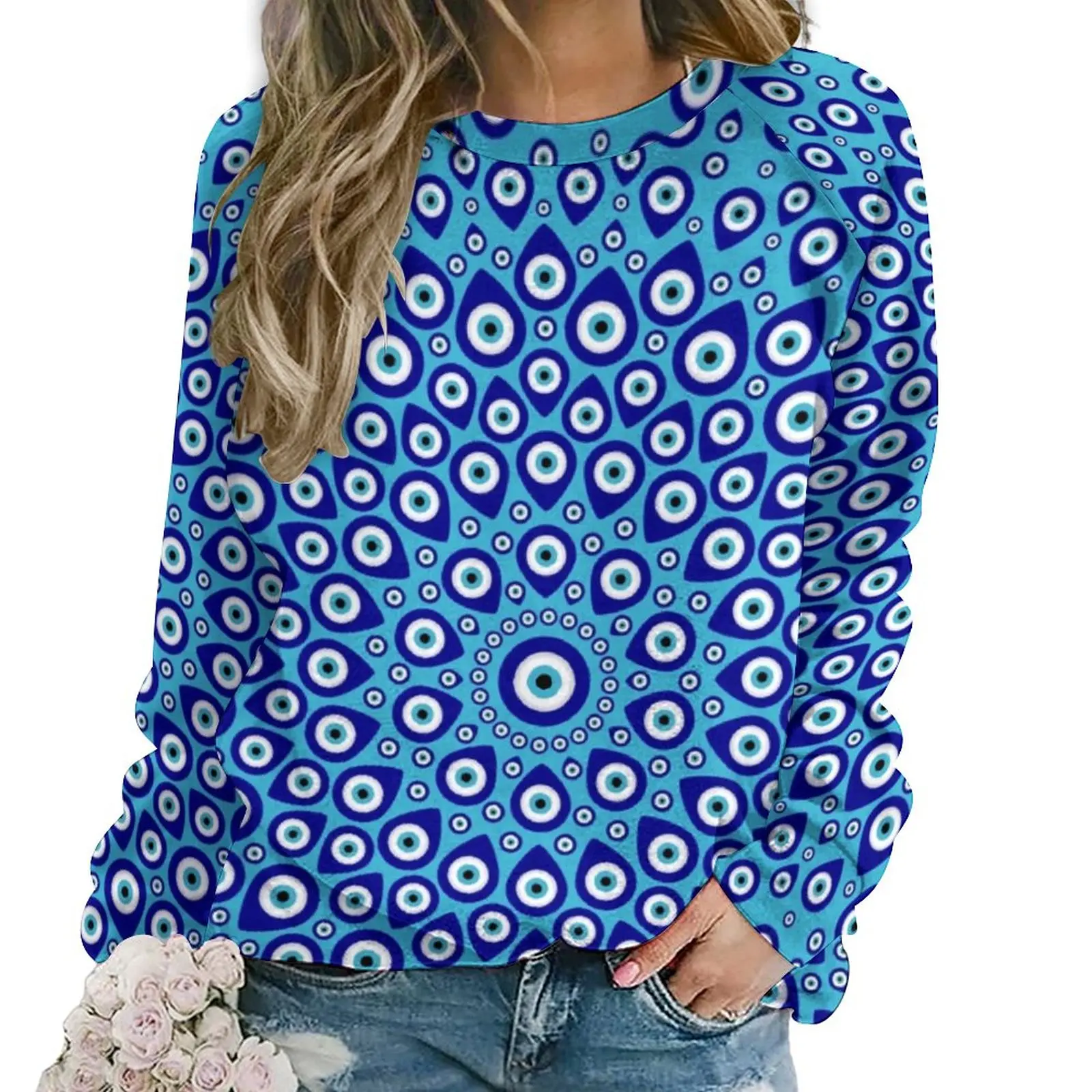 

Evil Eye Nazar Casual Hoodies Winter Greek Amulet Print Retro Hoodie Lady Long Sleeve Oversized Hip Hop Graphic Sweatshirts