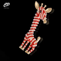 high end exquisite corsage fashion drip oil alloy enamel pearl giraffe animal brooch pin accessories