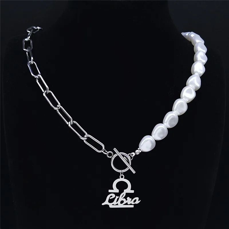 Ожерелье женское из нержавеющей стали с искусственным жемчугом