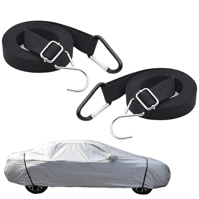 

Car Cover Tie Downs 2pcs Adjustable Polyester Straps 2 Pcs Adjustable Straps With Carabiners Works With Most Cars And SUVs