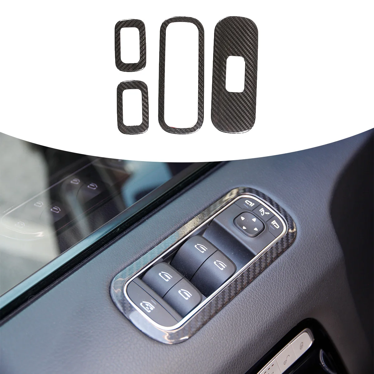 

Для Mercedes-Benz G Class G500 G63 W463 2019-2025 из настоящего углеродного волокна, кнопка подъема окна, панель переключателя, накладка, аксессуары