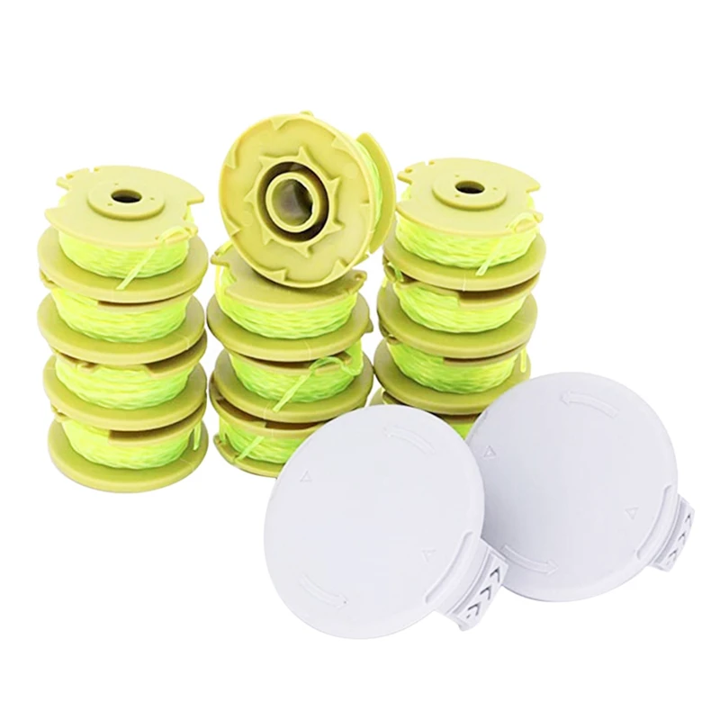 

12 Pack 11Ft 0.080Inch Replacement Trimmer Spools With 2 Caps For Ryobi One Plus AC80RL3 18V 24V 40V Cordless Trimmers