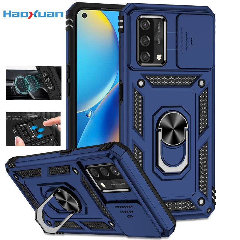 

Shockproof Phone Case For OPPO A74 A16 A54 A55 A94 A54S Anti-Fall Push Window Ring Back Cover For OPPO Reno 5Lite 5F F19 Pro