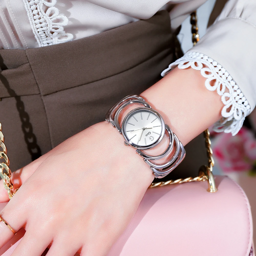 GEDI элегантные кварцевые часы для женщин роскошные часы-браслет с цепочкой