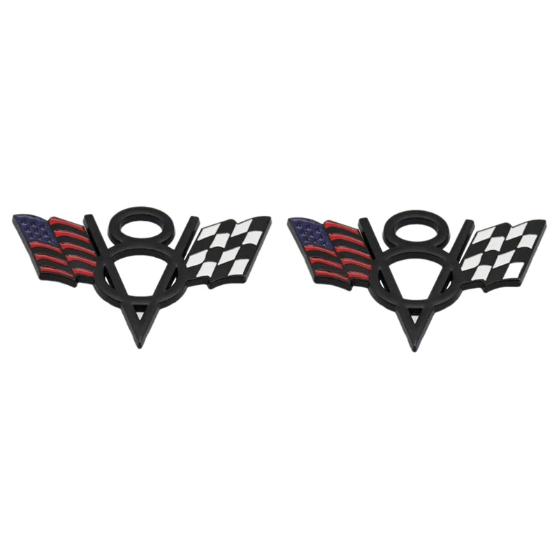 

2Pcs V8 Emblem Badge USA American Flag Car Trunk 3D Emblem Badge Sticker Decal for Ford Chevrolet Chevy Corvette