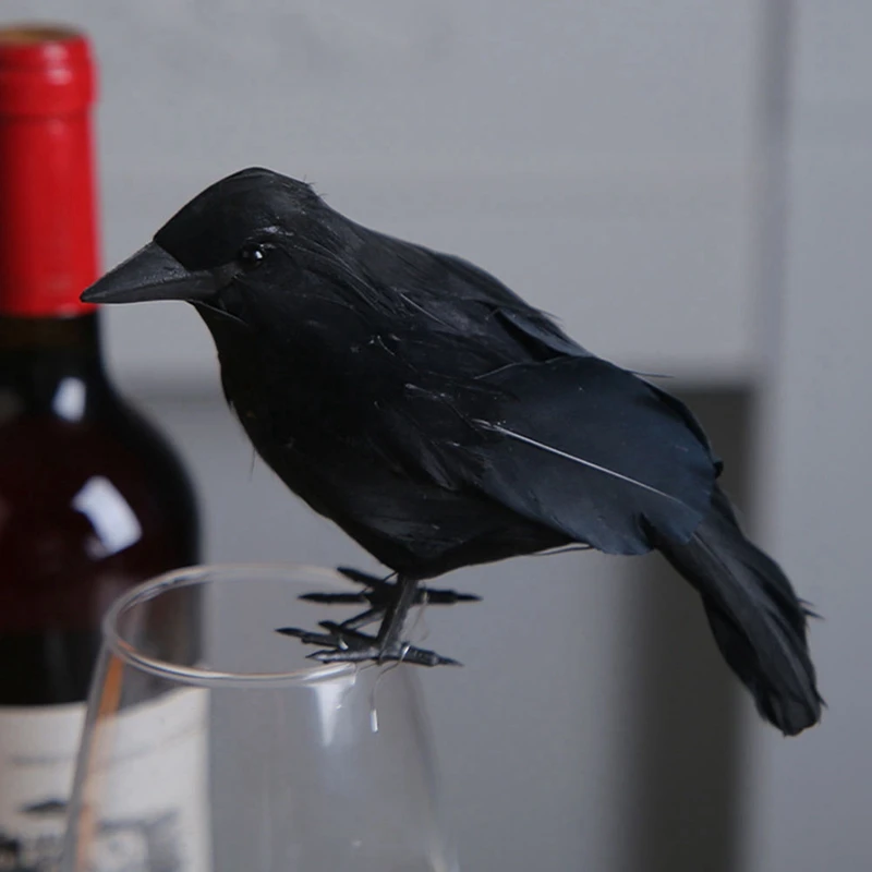 Имитация черной вороны модель животного искусственная ворона декор для