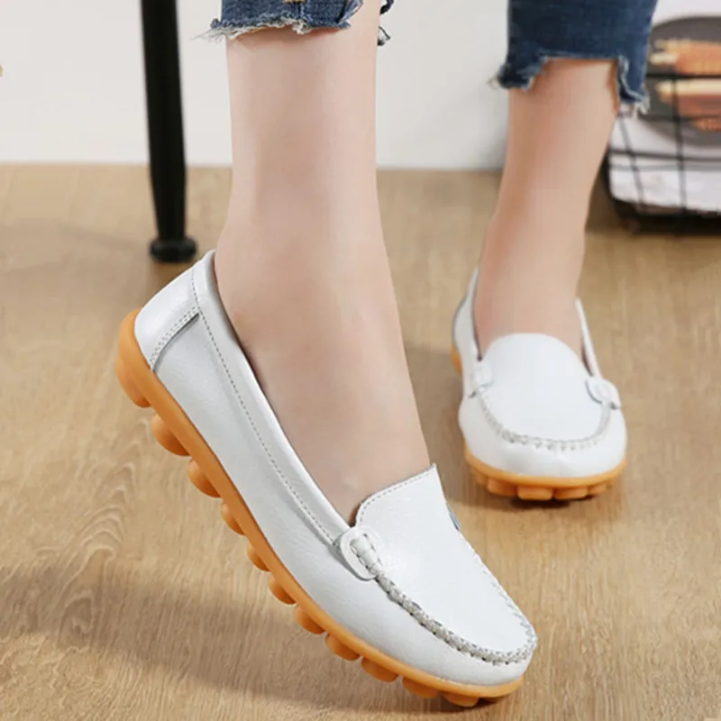 Plus Size 35-44 New Women Casual Shoes Sofe Thick Platform Breathable Flat Mom Shoes Fashion Loafers Spring/ Autumn Leather Shoe