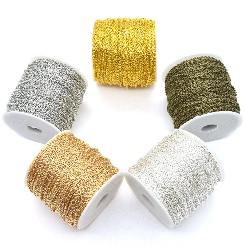

10Meters/Pack 3*2mm Stainless Steel Chain Gold&Steel Color Link for DIY Jewelry Making Necklace Bracelet Bulk Chain Supplies