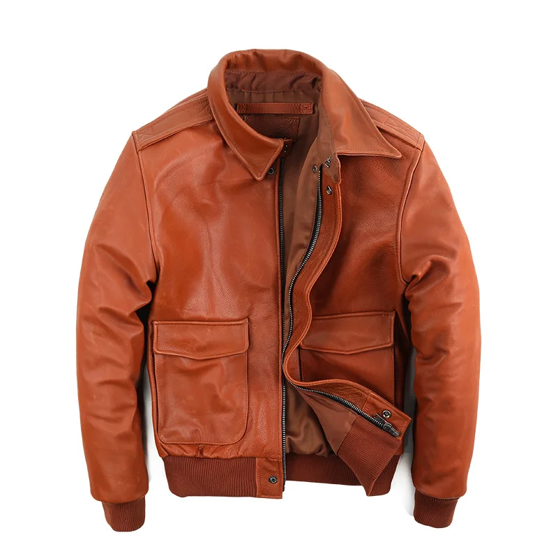 

2022Men's Genuine Cowhide Jacket Air Force Flight Suit Cowhide Men's Motorcycle Leather Coat