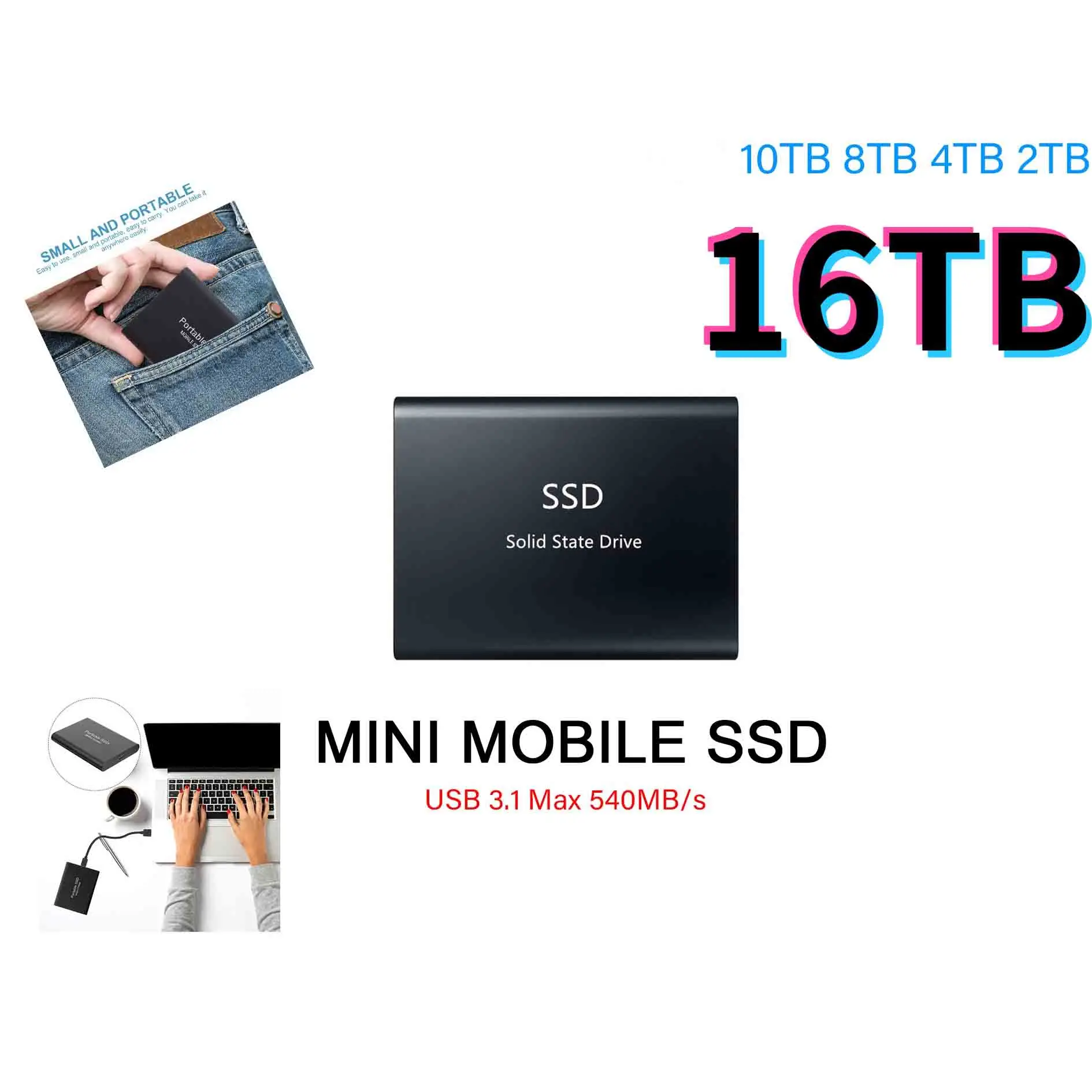 Storage Device High Speed M.2 Computer Portable USB 3.1 For Laptops Desktop SSD Original Hard Drive HDD TYPE-C Solid State Drive
