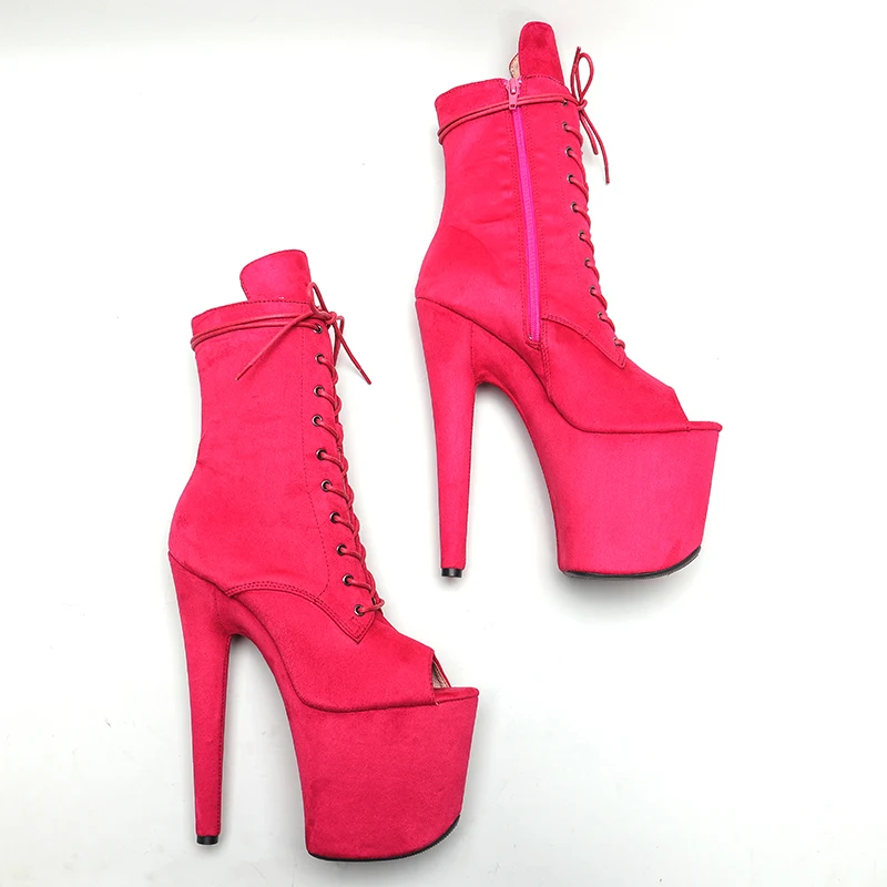 Leecabe  20CM/8inches sude upper fish mouth fashion High Heel platform Pole Dance boot