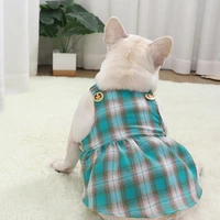 french bulldog dresses plaid suspender skirt summer short skirt fat dog outfits pug bulldog cute dog vest skirt puppy clothes