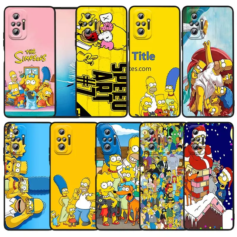 

Family The Simpson Disney For Xiaomi Redmi Note 11 10S 10 9T 9S 9 8T 8 7 Pro Plus Max 5G Black Soft TPU Phone Case Funda Capa