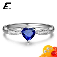 925 silver jewelry rings heart shape sapphire zircon gemstone trendy finger ring for women wedding engagement ornament wholesale