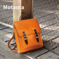 MOTAORA Vintage Women Cowhide Japanese Backpack For Girls Genuine Leather Solid Color Schoolbag New Female Luxury Brown Bags