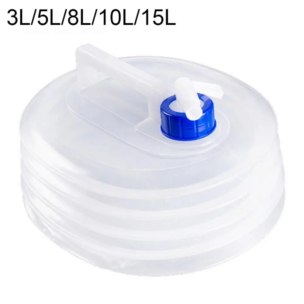 3/5/8/10/15l Outdoor Clear Car Collapsible Water Bucket Kettle Bottle with Tap for Outdoor Camping Hiking Picnic BBQ