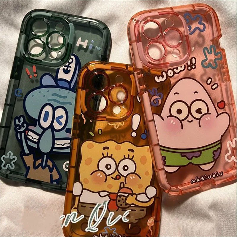 

Cartoon Phone Case Sanrio Cinnamoroll Spongebob Squarepants Anime Creative Silicone Anti-Fall Protective Case Iphone14/12Promax