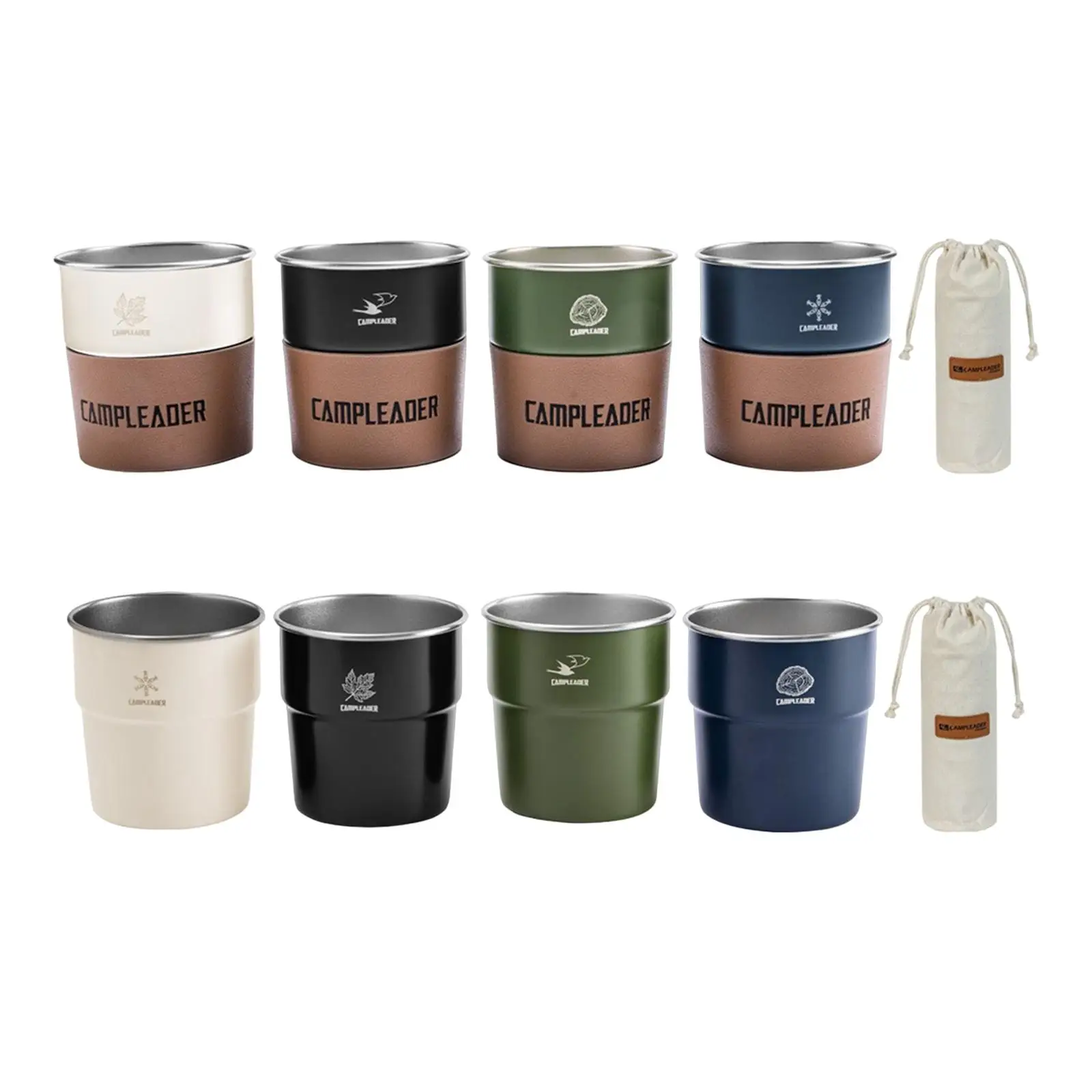 

4pcs Stainless Steel Outdoor Mugs Camping Mug Tableware Drinking Cups Reusable