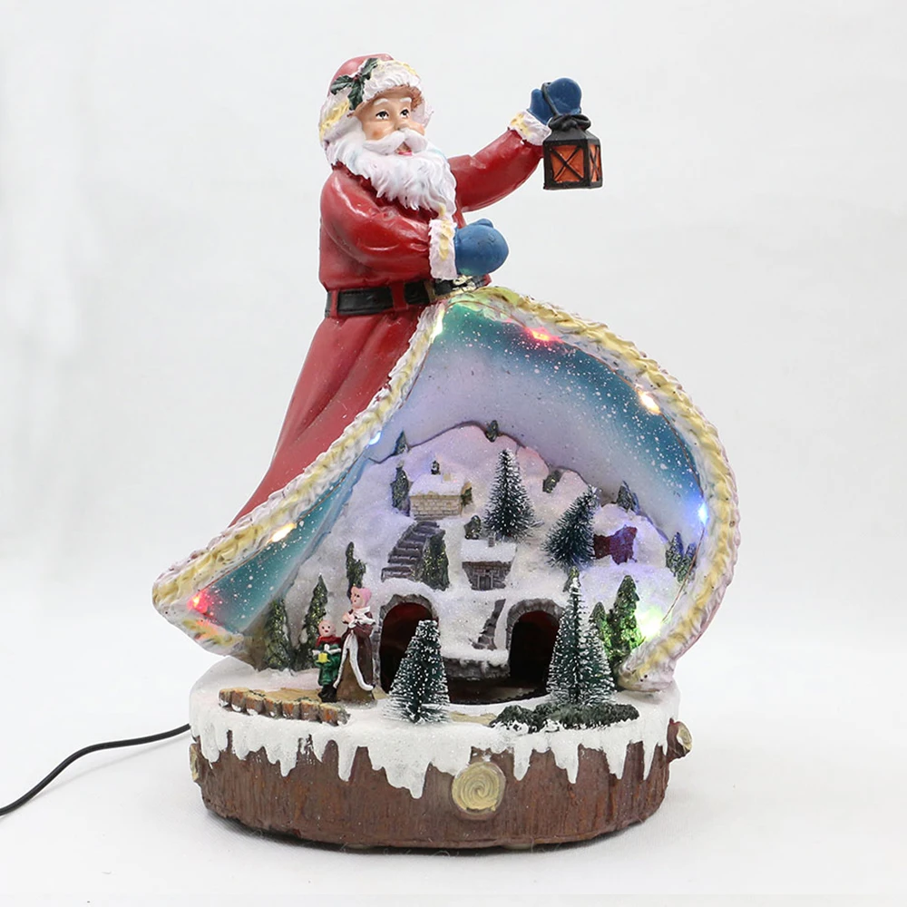 

2014 Large Size Santa Claus With Villages Inside Christmas Decorations LED Lighting Beautiful Music Playing XMAS Ornaments