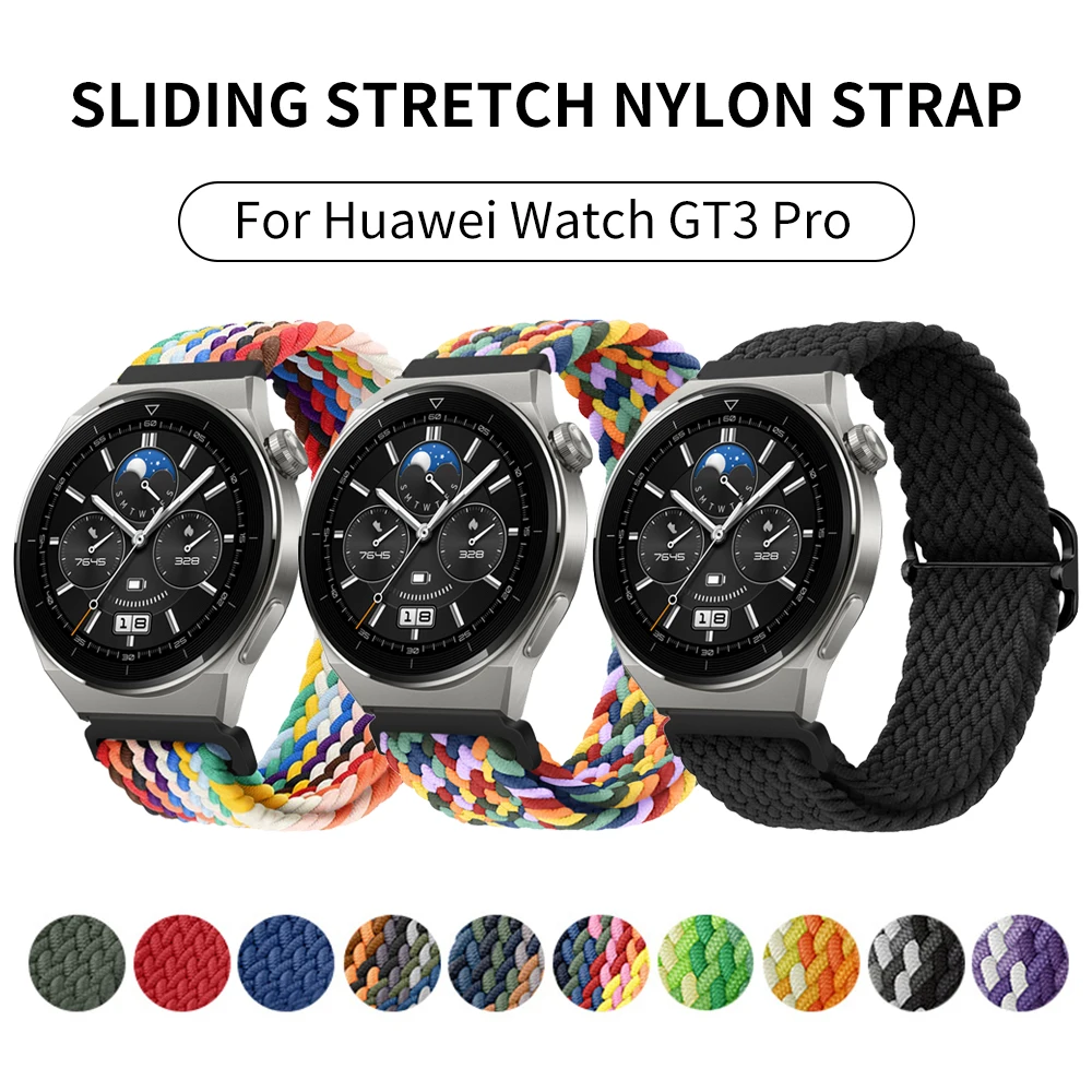 

Braided Solo Loop Fabric Nylon Elastic Band For HUAWEI GT3 Pro 46mm Strap For GT2 Adjustable Buckle Watchband bands