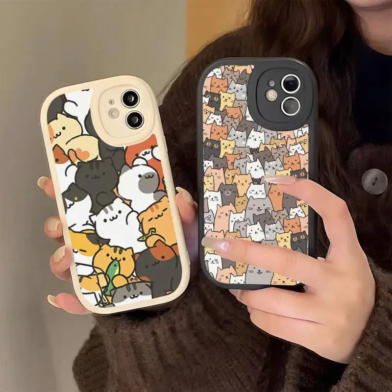 

Cat Cute Phone Case Hard Leather Phone Case for iPhone 13 12 Mini 11 14 Pro Max Xs X Xr 7 8 Plus 6 6s Se 2022 silicone Cover