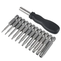 promotion 12 pack torx head screwdriver bit set 14 inch hex shank t5 t40 star screwdriver tool kit with 1 pack handle