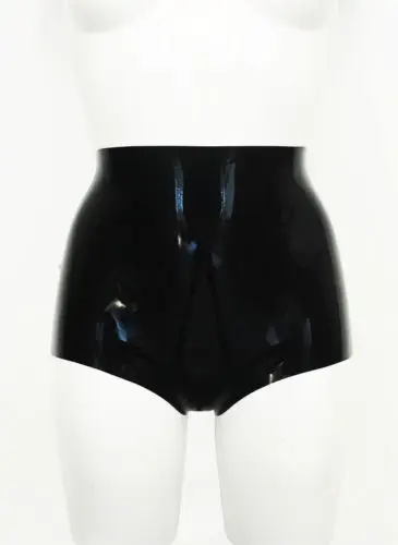 100% латексные резиновые черные шорты Gummi с высокой талией стильные удобные для