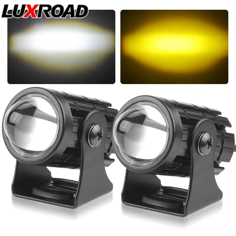 

Motorcycle LED Auxiliary Spot Light Metal 2500LM Driving Light For Bike Trucks ATV Fog Lamp Hi-Lo Beam Dual Color Projector Lens