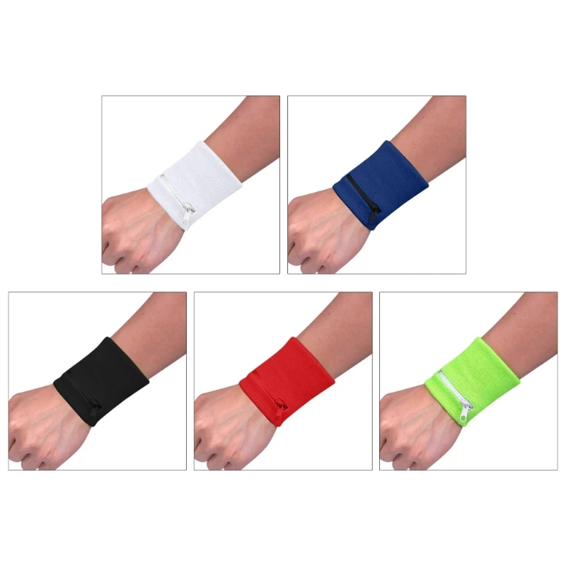 

Zipper Wristband Wrist Wrap Wallet Absorbent Sweatband Bag Card Keys Coin Store