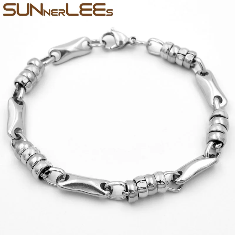 

SUNNERLEES модные ювелирные изделия браслет из нержавеющей стали 7 мм геометрические звенья цепи серебряного цвета Позолоченные Мужчины Женщин...