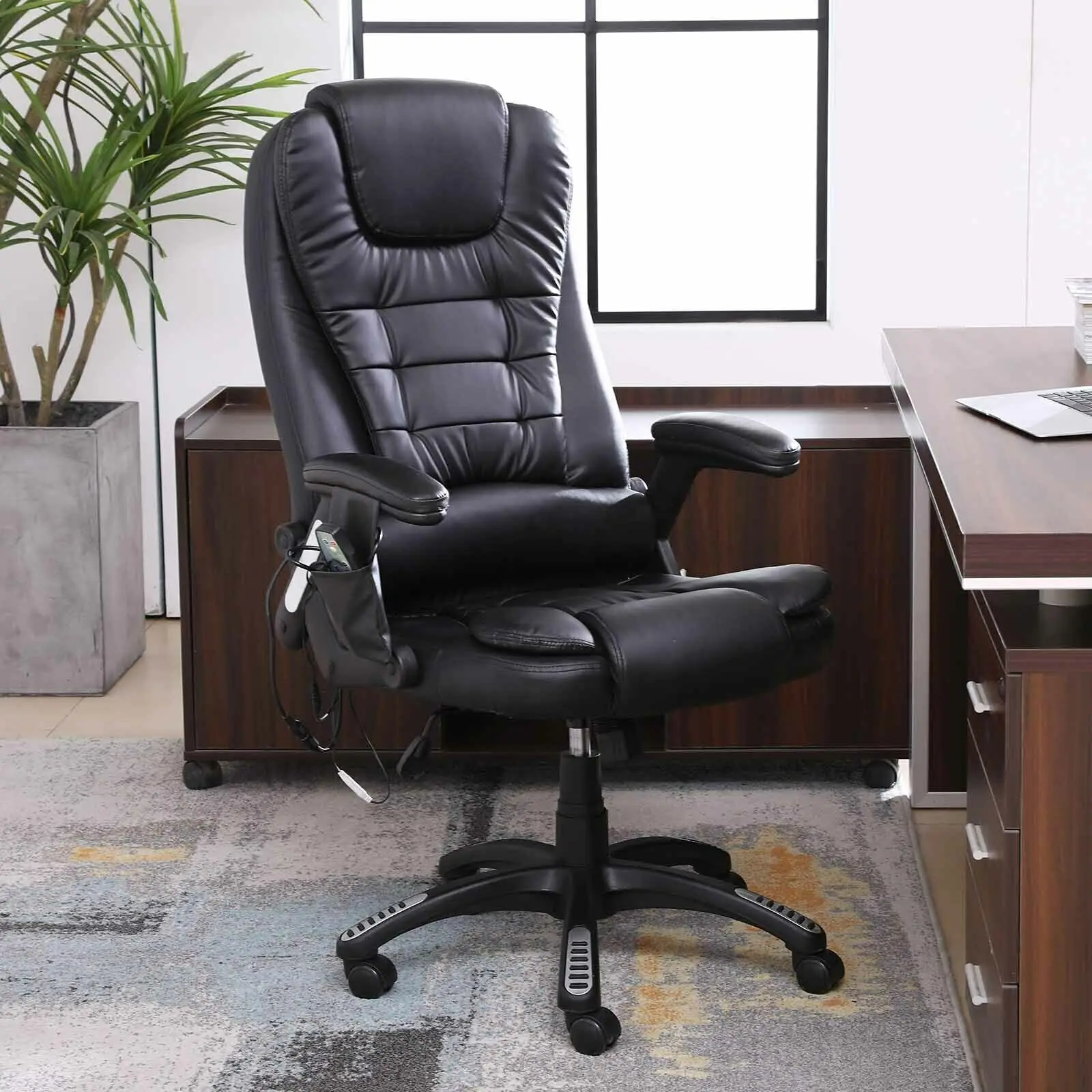 Premium Executive Computer Chair Ergonomic Heated 6 Point Vibrating Swivel 2 Colors[us-depot]