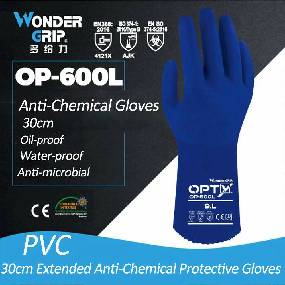 

OP-600L 30cm Lengthened PVC Chemical proof Safety Protective Waterproof Oilproof Working Gloves Blue