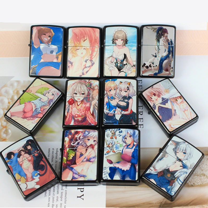 

Cute Anime Girls Colour Paint Metal Shell For ZP Kerosene Gasoline Lighter Universal Replace Repair Case Man Woman Creative Gift