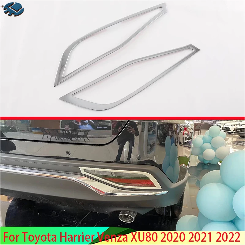 

For Toyota Harrier Venza XU80 2020 2021 2022 ABS Chrome Rear Reflector Fog Light Lamp Cover Trim Bezel Frame Styling Garnish