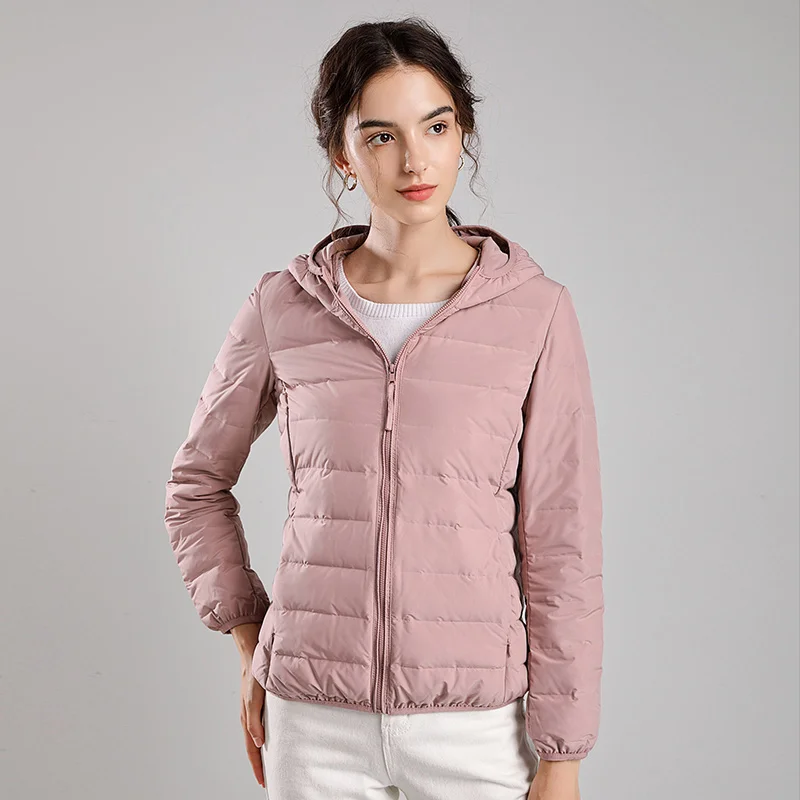 Packable Down Jackets Women 90% Duck Down Seamless Ultra Light Puffer Jackets Hooded Female Winter Solid Warm Parkas Coats enlarge