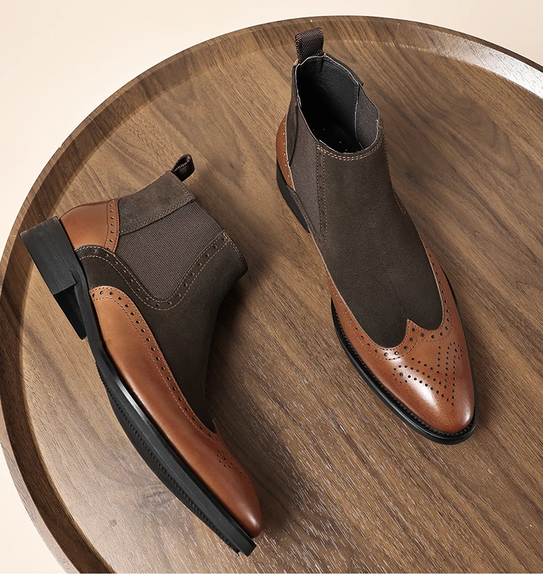 Мужские классические ботинки челси из натуральной кожи без застежки новинка 100%