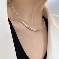 vintage personality handmade plain strip pure silver curved tube snake bone chain necklace for women simple fashion jewelry gift
