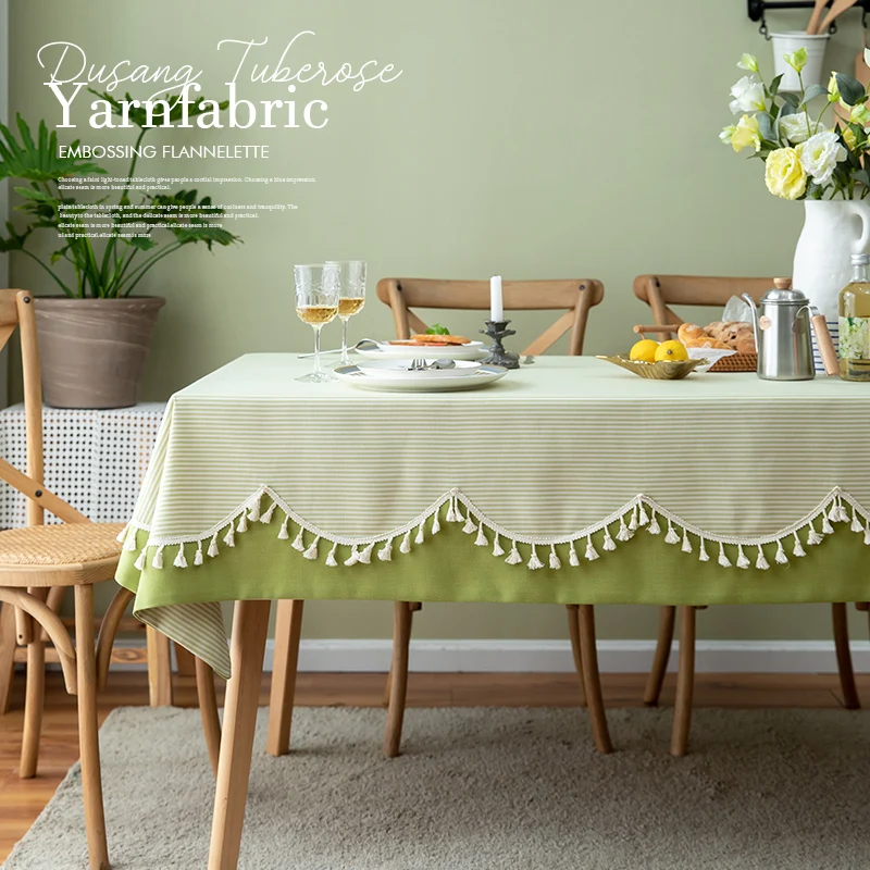 

Small fresh tablecloth rectangular coffee table mat dining table cloth art Western dining table cloth tassels
