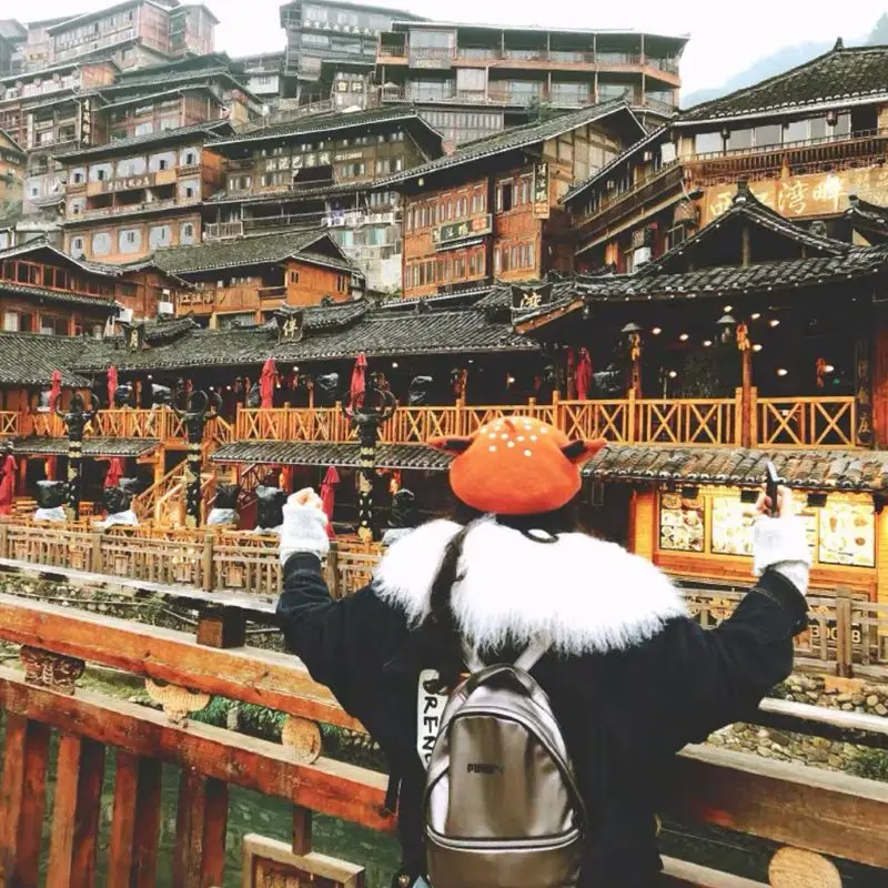 Берет с оленьими рогами зимняя теплая фетровая шапка в стиле кавайный художник