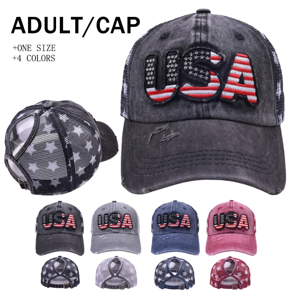 

2022 New USA Embroidery Baseball Cap Snapback Men Women Summer Hip Hop Breathable Dad Mesh Hat Trucker Hat Gorras Dropshipping