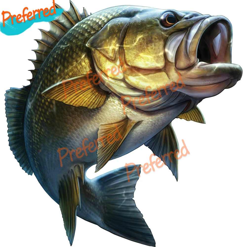 

Personality Funny Fishing Car Sticker Large Mouth Bass Fish Boat Kayak Laptop Window Waterproof Cover Scratch Vinyl Auto Decal