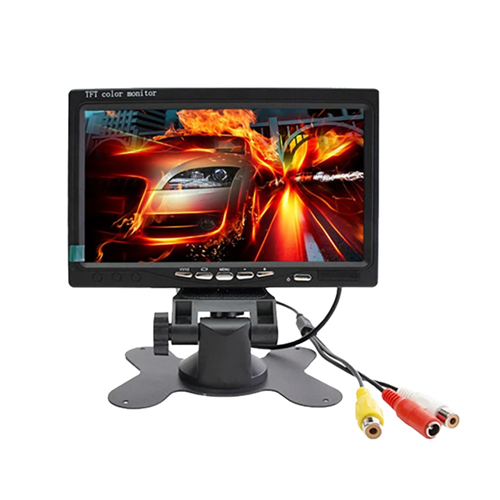 

7 Inch AV Car Monitor 1024X600 IPS Portable Reversing Image Universal Truck Bus Monitor Support 2 AV with Bracket
