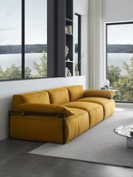 italian minimalist fabric sofa modern simple living room three people in a row italian designer tofu pieces light luxury