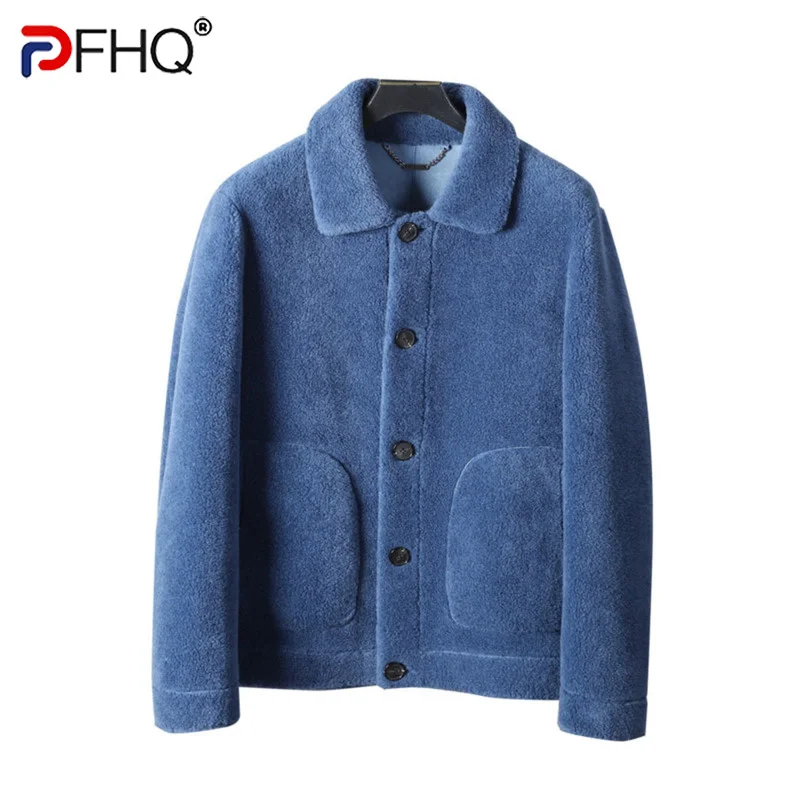 

PFHQ 2022 New Autumn Winter Men's Cotton Lapel Collar Lamb Wool Coat Fashion Casual Thickened Warm Jacket Luxury Clothes 21Q2030