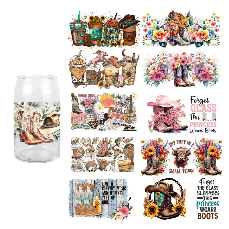 UV DTF западная ковбойская тема переноса наклейки для обертывания чашки