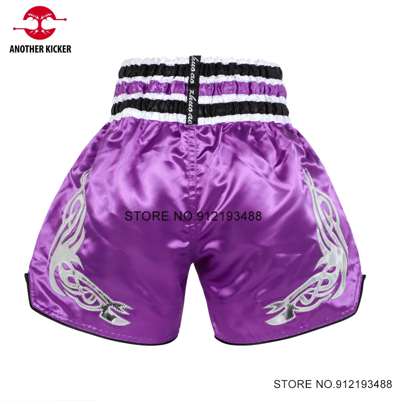 Шорты Muay Thai Розовые атласные для мужчин и женщин боксерские шорты с вышивкой